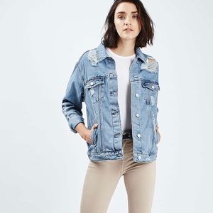 Topshop Ripped Oversize Denim Jacket